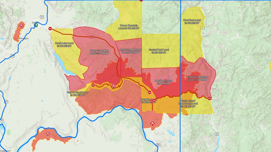 Kaiser Canyon Fire Evacuation Map