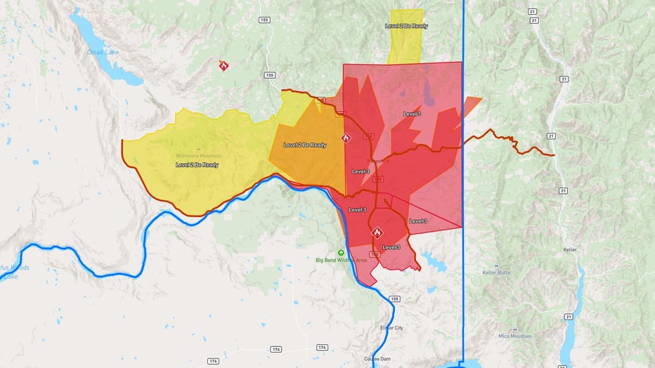 Kaiser evacuation order map for July 19, 2026.