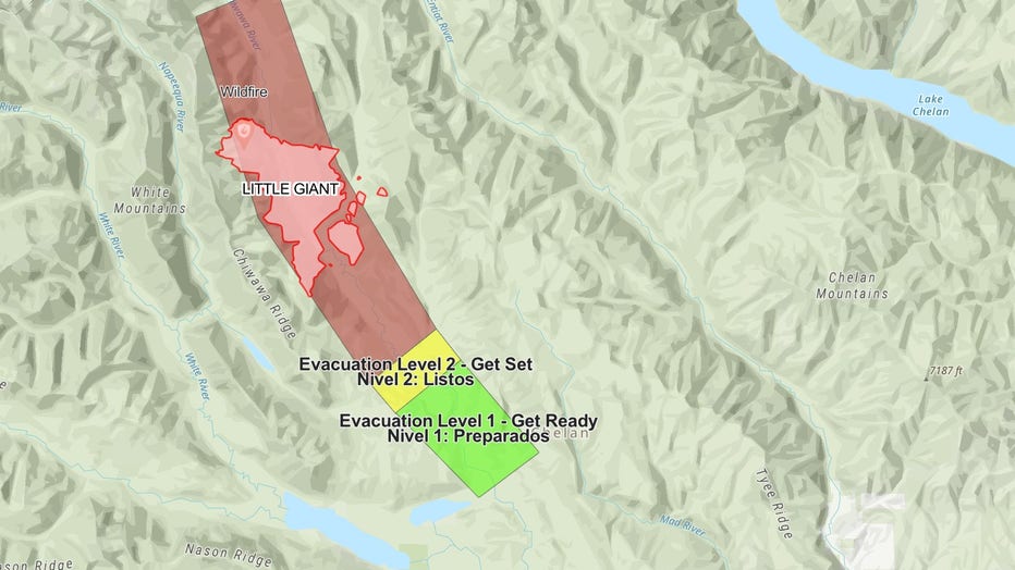 There are Level 3 "GO NOW", Level 2 "GET SET" and Level 1 "GET READY" evacuation orders in place for the Little Giant Fire burning near Leavenworth, Washington.