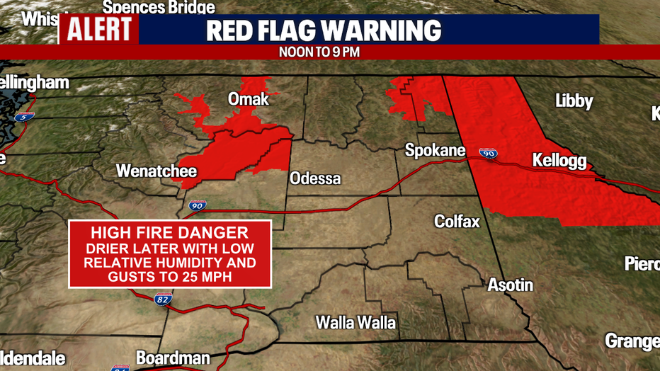 Dry and windy weather will create dangerous fire conditions across parts of Eastern Washington today.