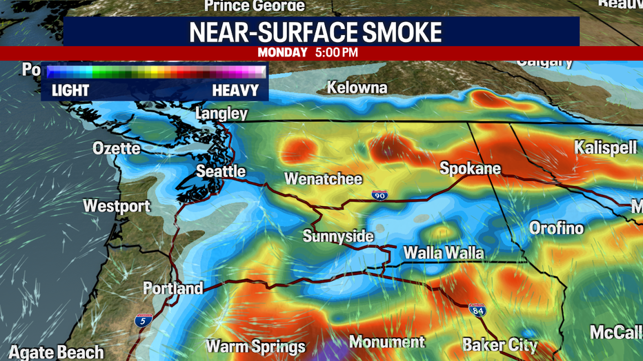 Seattle weather may include periods of light wildfire smoke, especially from Seattle northward toward the Canadian border.