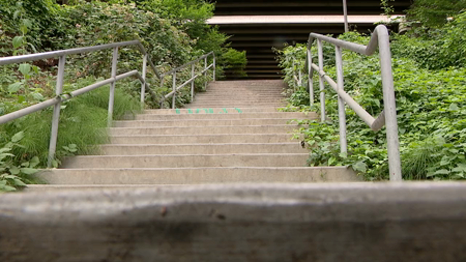 Teen dies riding e-bike down Howe Street Staircase at Collonade Park under I-5 between Capitol Hill and Eastlake in Seattle.