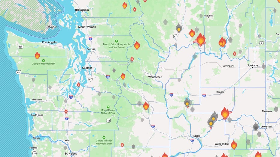 Washington Wildfire Map For July 20 2026