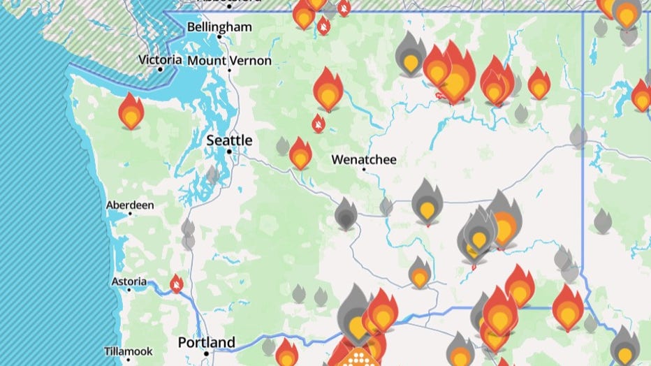 Washington wildfire map