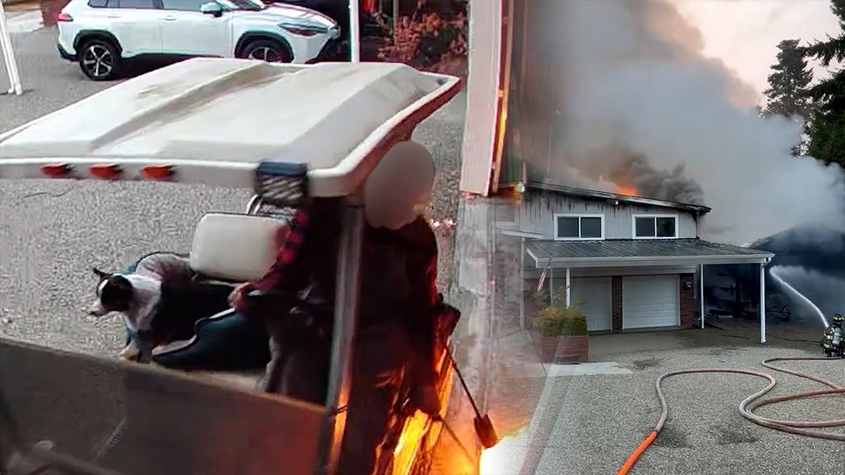 VIDEO: Kitsap County, WA arson suspect torches house from golf cart