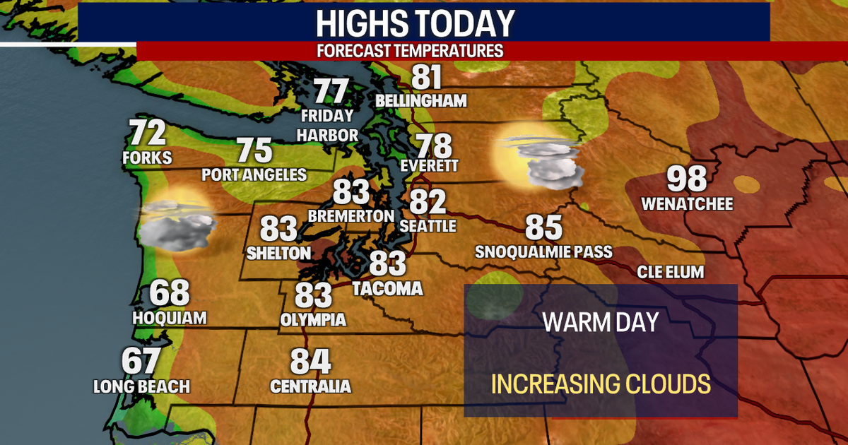 Seattle weather: Warm temperatures, increasing clouds before thunderstorms Friday
