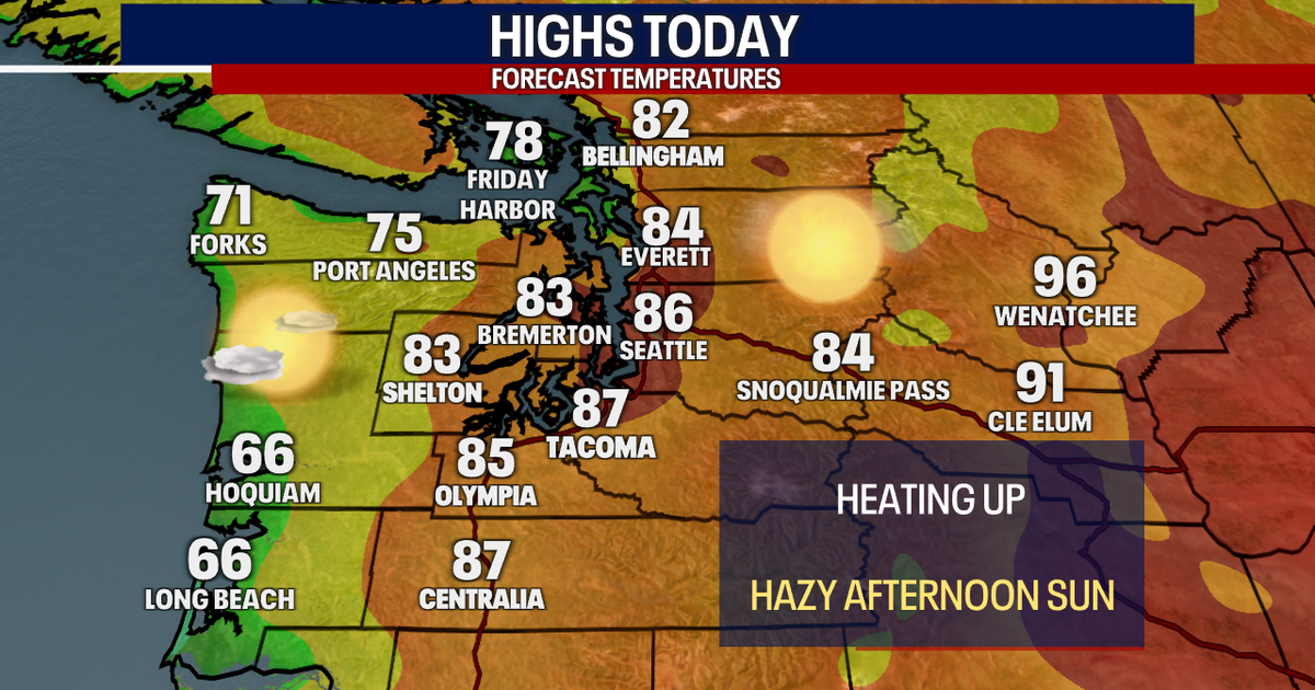 Seattle weather: Warm and hazy Tuesday, cooler by midweek