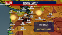 Seattle weather: Hot and hazy weather continues for western Washington