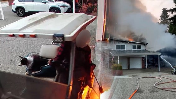 VIDEO: Kitsap County, WA arson suspect torches house from golf cart