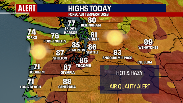 Seattle weather: Hot and hazy weather continues for western Washington
