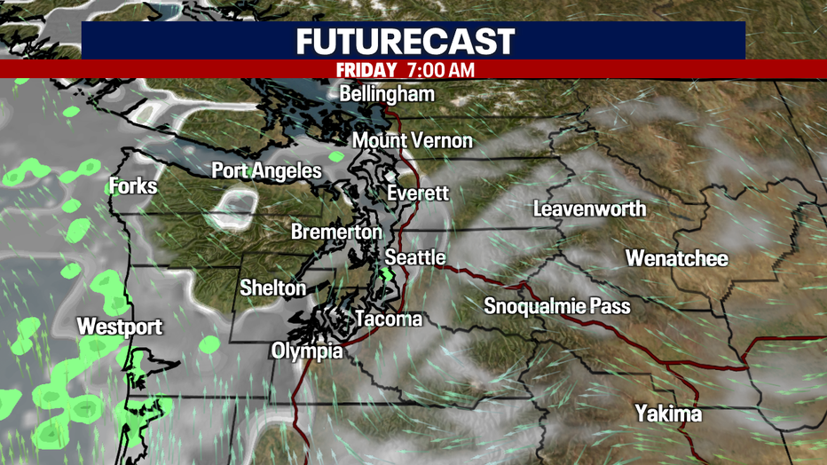 Few clouds Friday AM