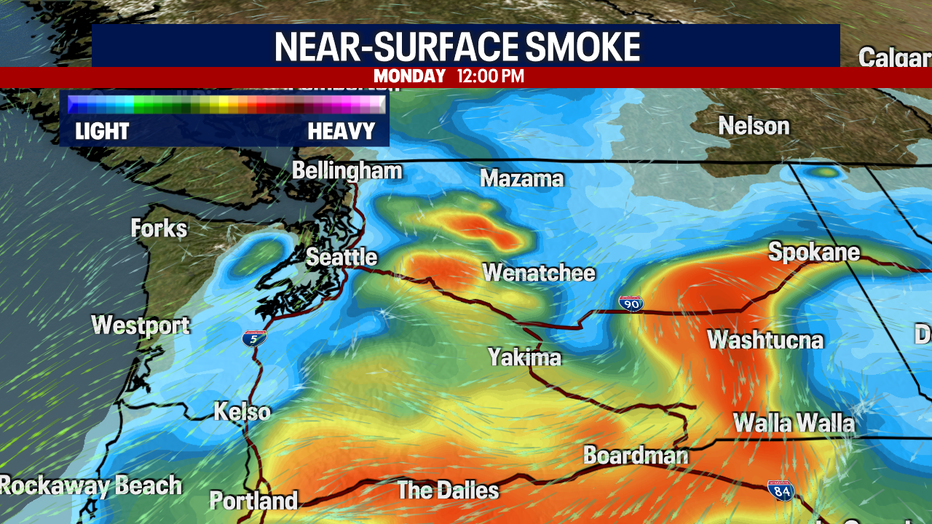 Increasing smoke in Western Washington on Monday.