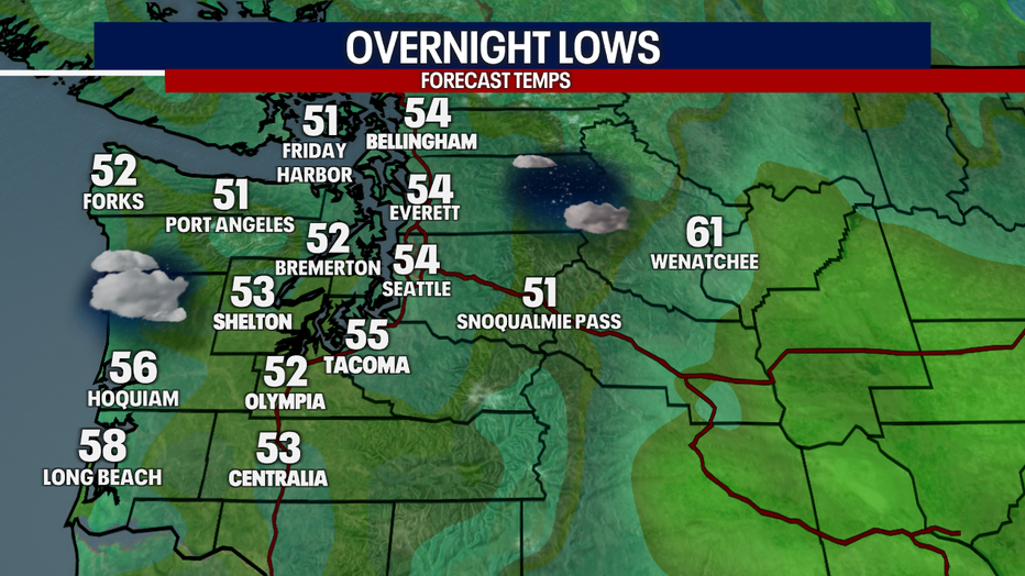 Regional overnight low temperatures.