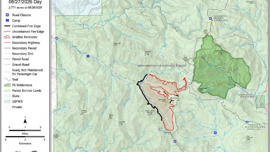 High Lava Fire Map August 27