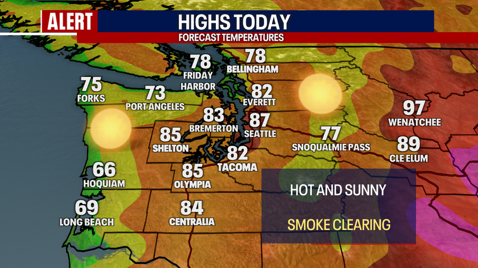 Northwest High Temperatures for the day 8-7-26