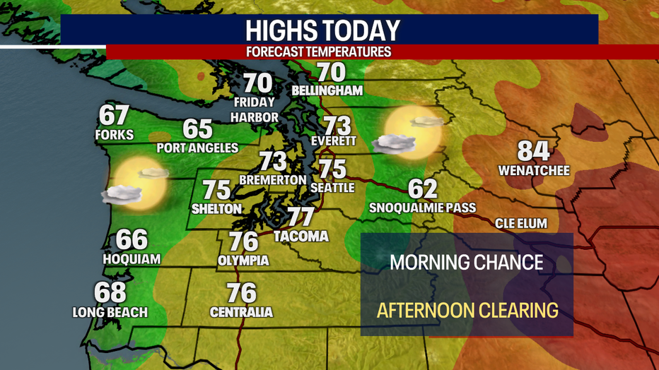 Forecast highs on Sunday.