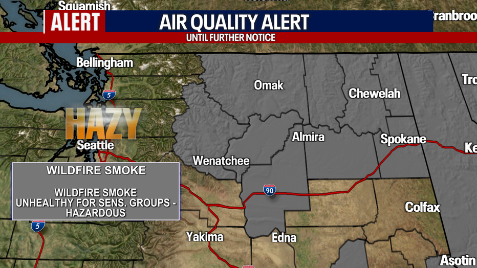 Because of the wildfires, air quality alerts have been issued until further notice for areas near active fire areas. 