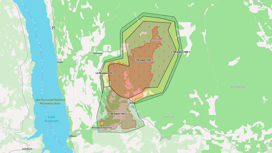 Bradeen Hill Fire Map August 12