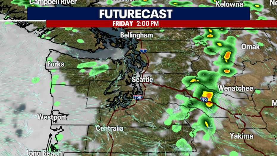 A map showing the futurecast for Friday afternoon.