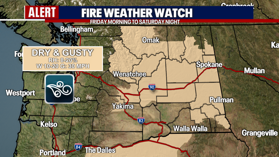 A Fire Weather Watch has been posted for Central and Eastern Washington from Friday morning through Saturday night.