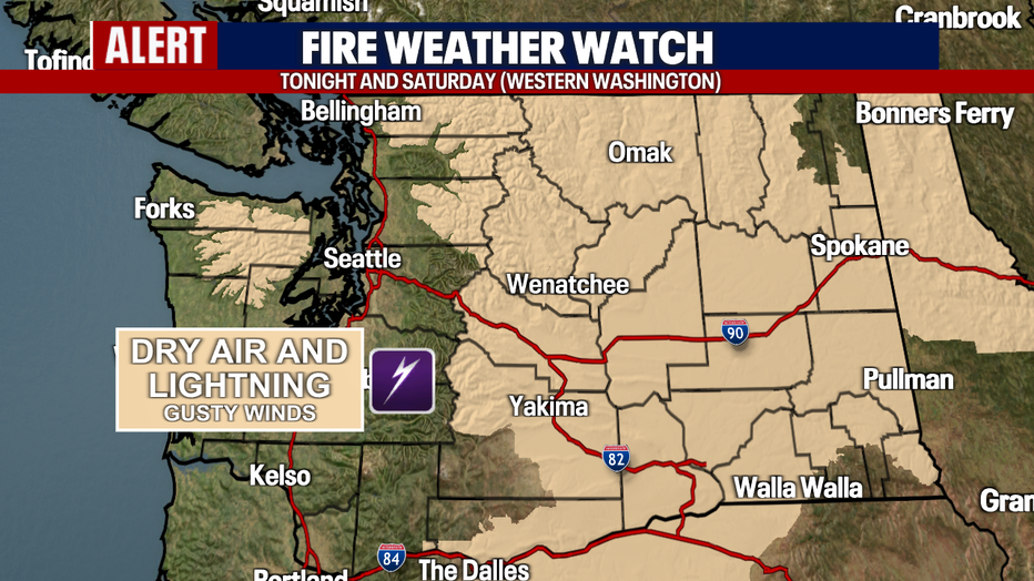 Seattle weather will remain relatively mild, but fire danger will increase as a Fire Weather Watch covers the Olympics and portions of the western slopes of the Cascades through Saturday.