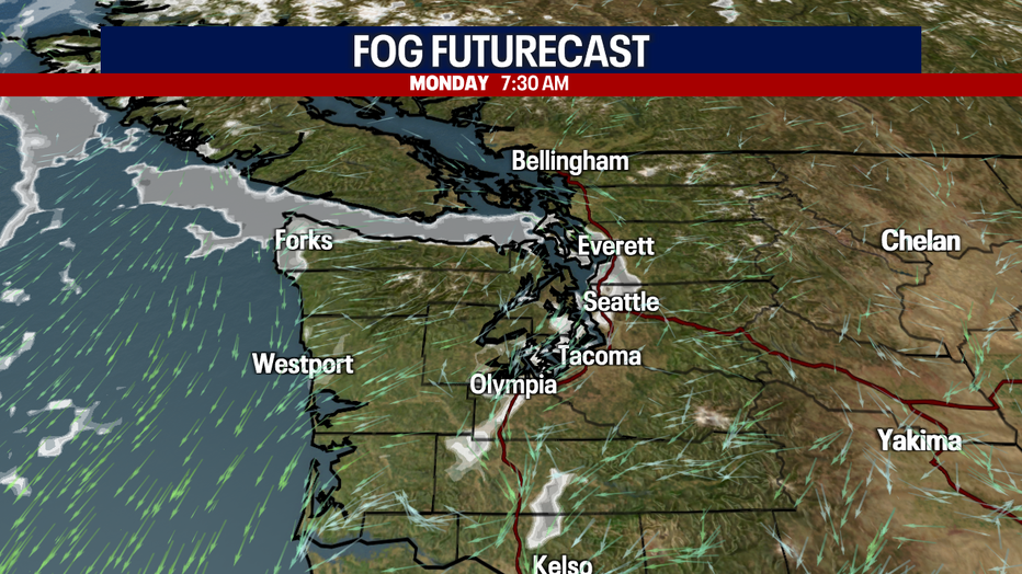 Foggy skies to start Monday morning.