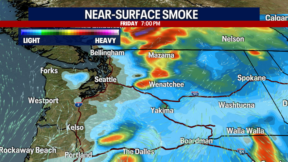 Smoke will become more noticeable around active fires in Eastern Washington as high pressure returns, but Seattle weather should remain generally comfortable.