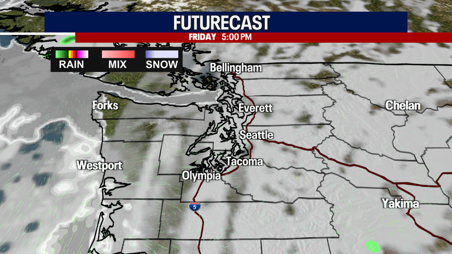 More clouds will build Friday as the next weather system approaches, but Seattle weather will stay warm with highs in the low 80s.
