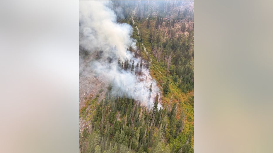 The Goat Fire was reported at 12 acres Sunday.