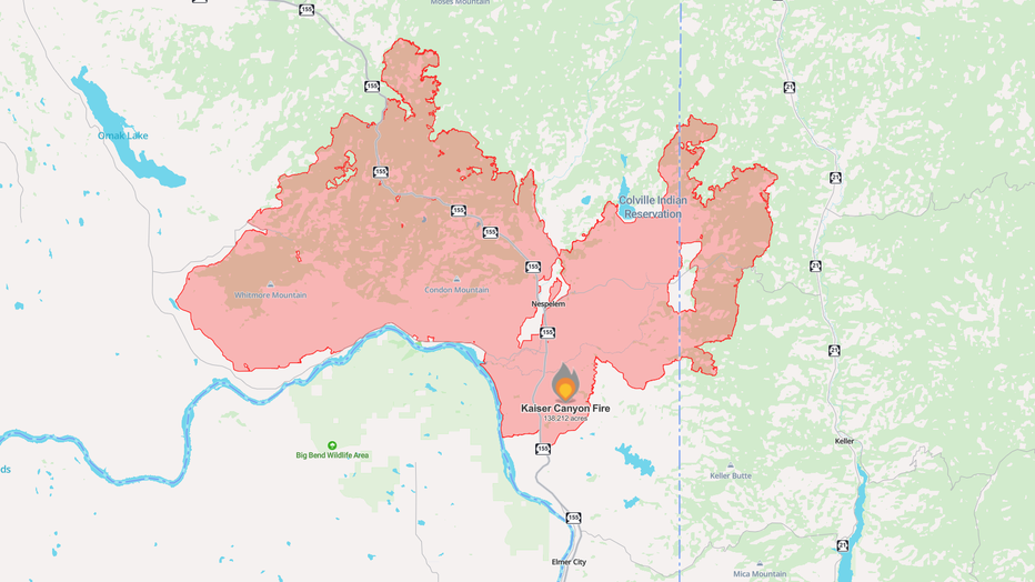 Kaiser Canyon Fire Map August 12