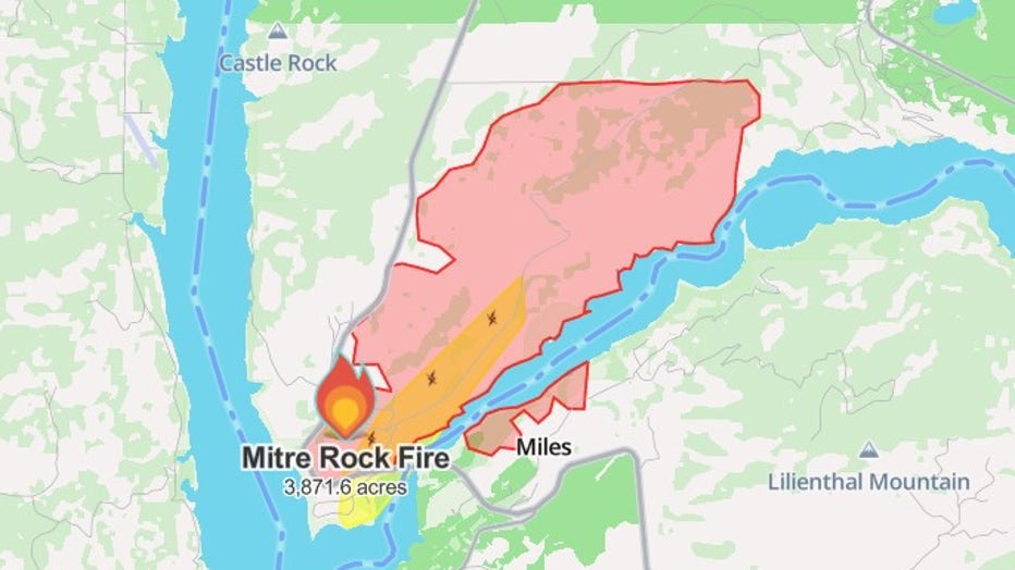 Mitre Rock Fire map