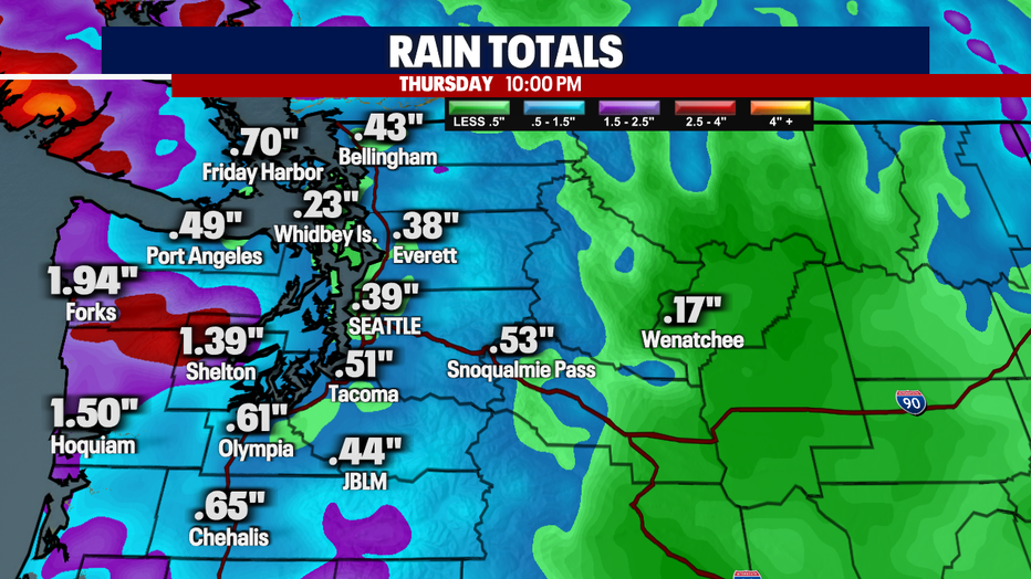 Estimated rainfall totals through Thursday night