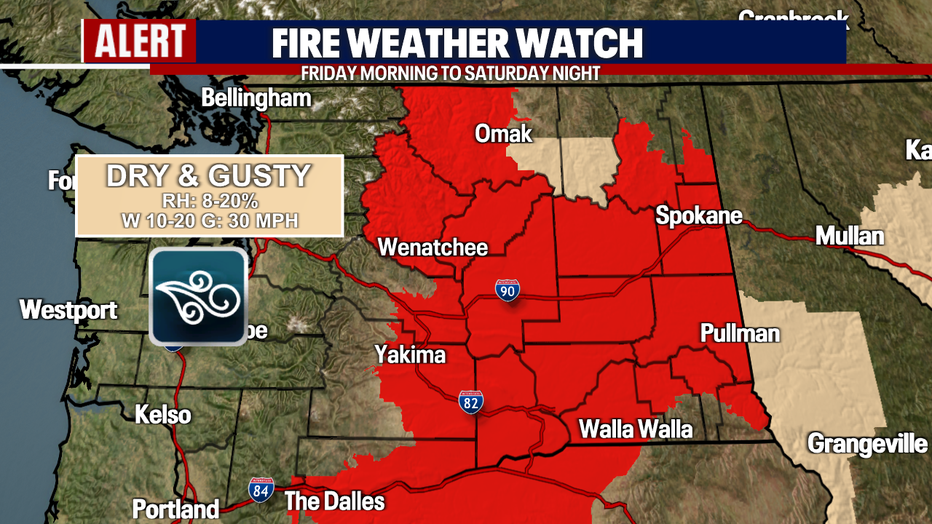 A red flag warning has been issued for both Friday and Saturday for Central and Eastern Washington.