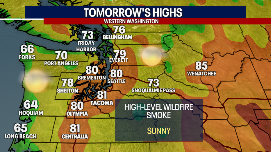 Forks, Port Angeles and other communities along the coast will see highs in the 60s and 70s on Friday.