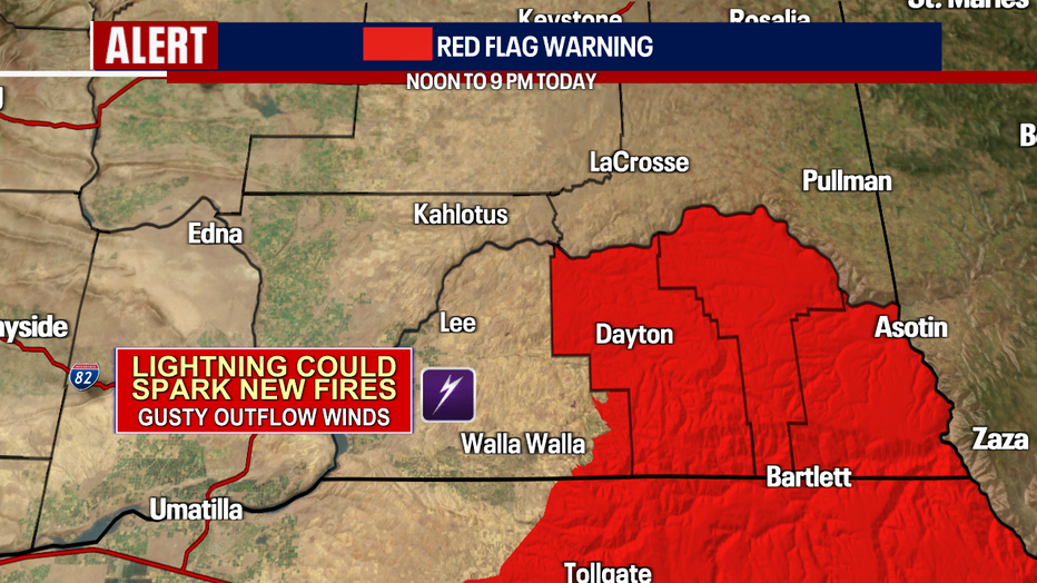 Seattle weather will remain outside the Red Flag Warning area, which will be confined to a small part of southeastern Washington.
