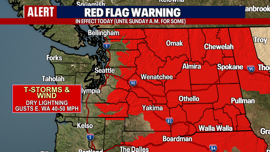 Seattle weather will turn cooler, but fire danger will remain very high across Central and Eastern Washington.