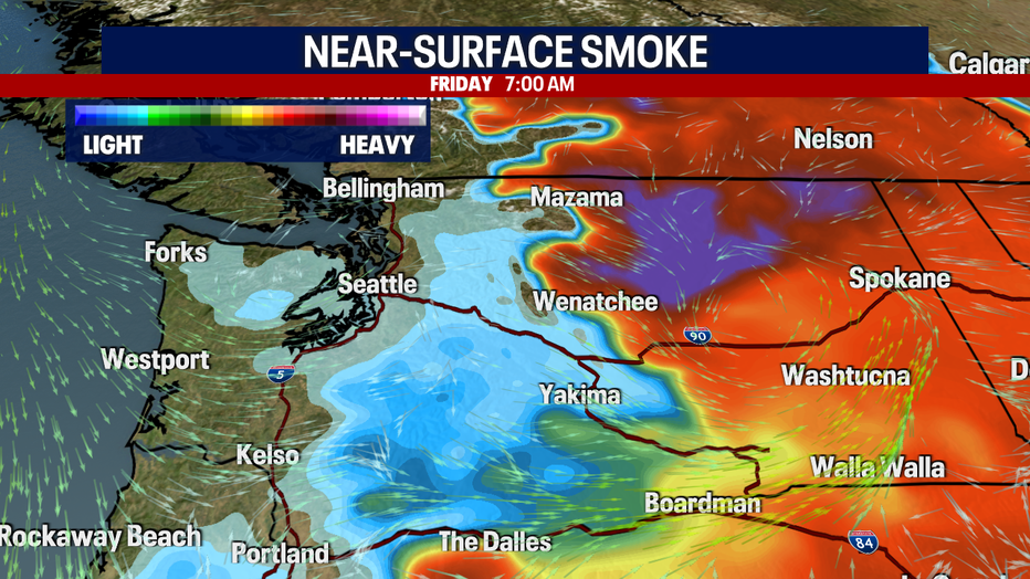 Seattle weather will see much less wildfire smoke Friday as winds push smoke east of the region.