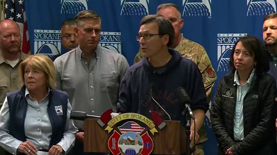 Washington Governor Bob Ferguson, Spokane Mayor Lisa Brown, Spokane Wildfires press conference