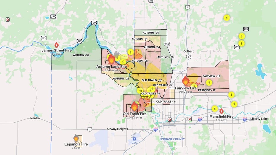 Old Trails fire evacuation map as of Aug. 2, 2026.