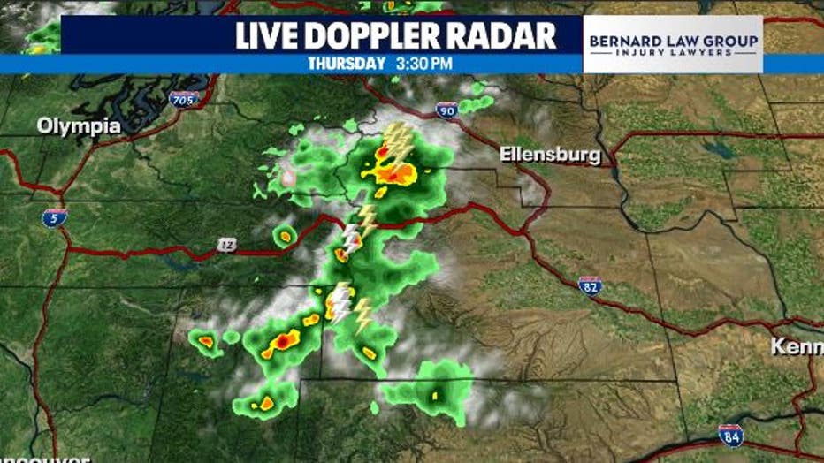 Lightning strikes were recorded throughout the Cascades and Olympic Mountains on Thursday. An active weather system set up just West of Ellensburg and other communities just east of the Cascade Range.