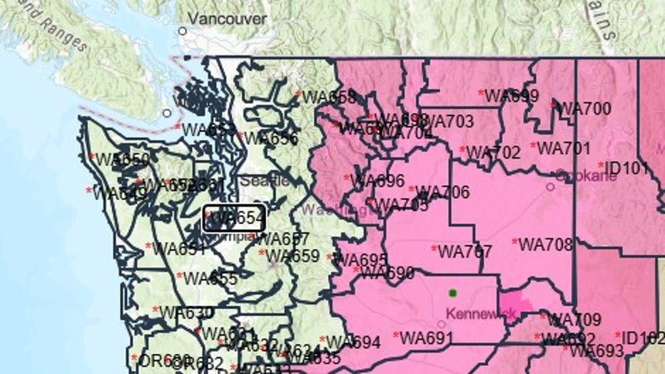 Washington Red Flag Warning zones for Aug. 1, 2026