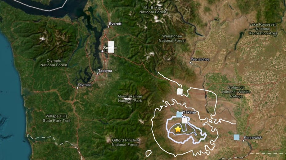 A 3.3-magnitude earthquake was felt near Yakima Tuesday morning. According to the United States Geological Survey (USGS), the earthquake struck at 9:23 a.m. about 3.1 miles west-southwest of Harrah, Washington. As of 10 a.m., multiple people had reported feeling the quake to the USGS. Anyone who felt it is encouraged to submit a report on the agency's website. There were no immediate reports of damage or injuries. Geologists say damage typically does not occur unless an earthquake's magnitude exceeds four or five.