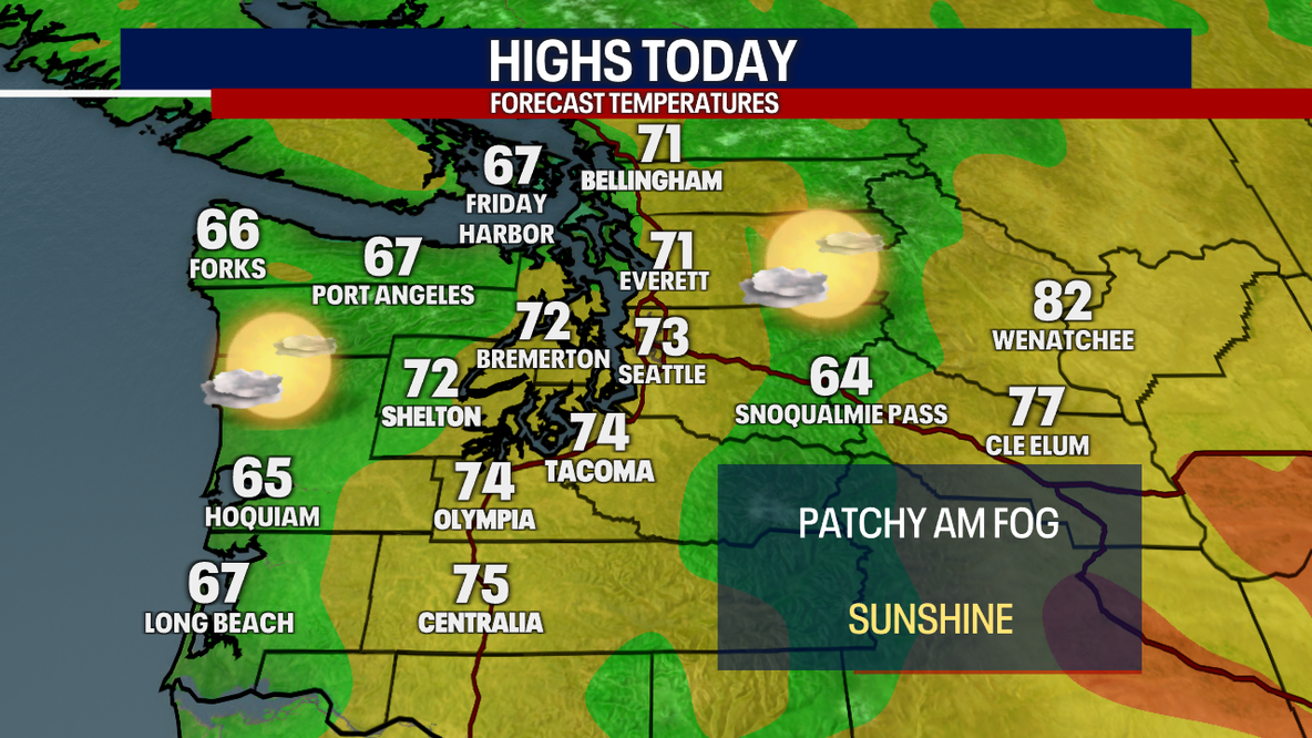 Seattle Weather: Morning low clouds to sunshine, nice Friday afternoon