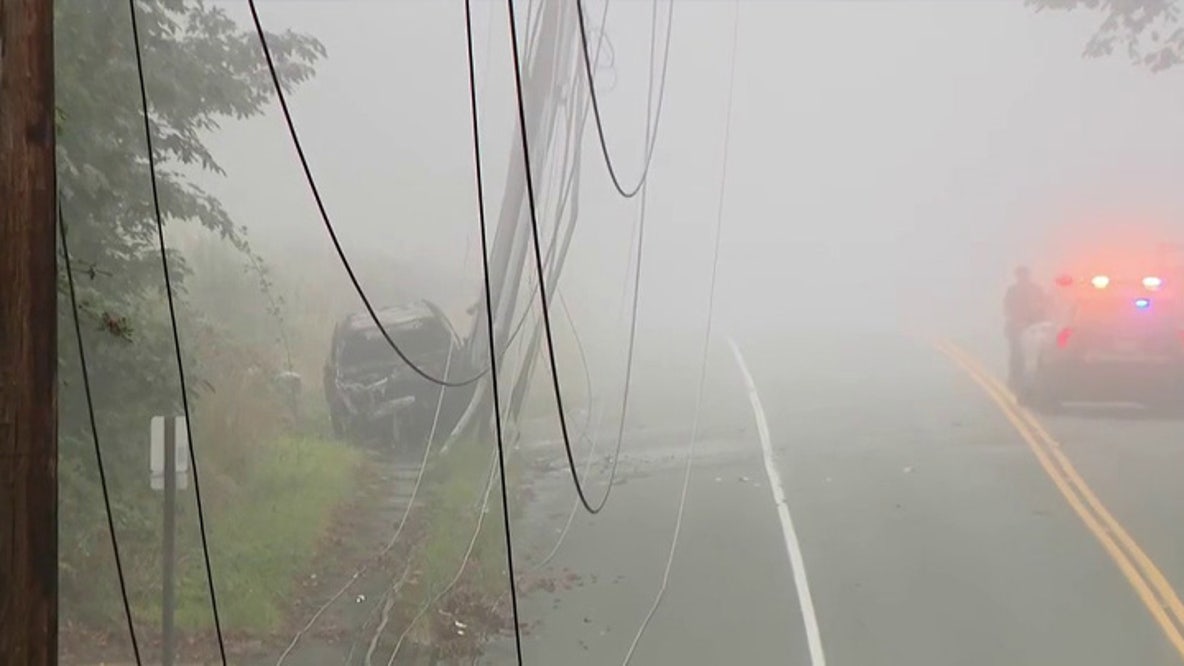 Car crashes into utility pole, catches fire in Auburn, WA