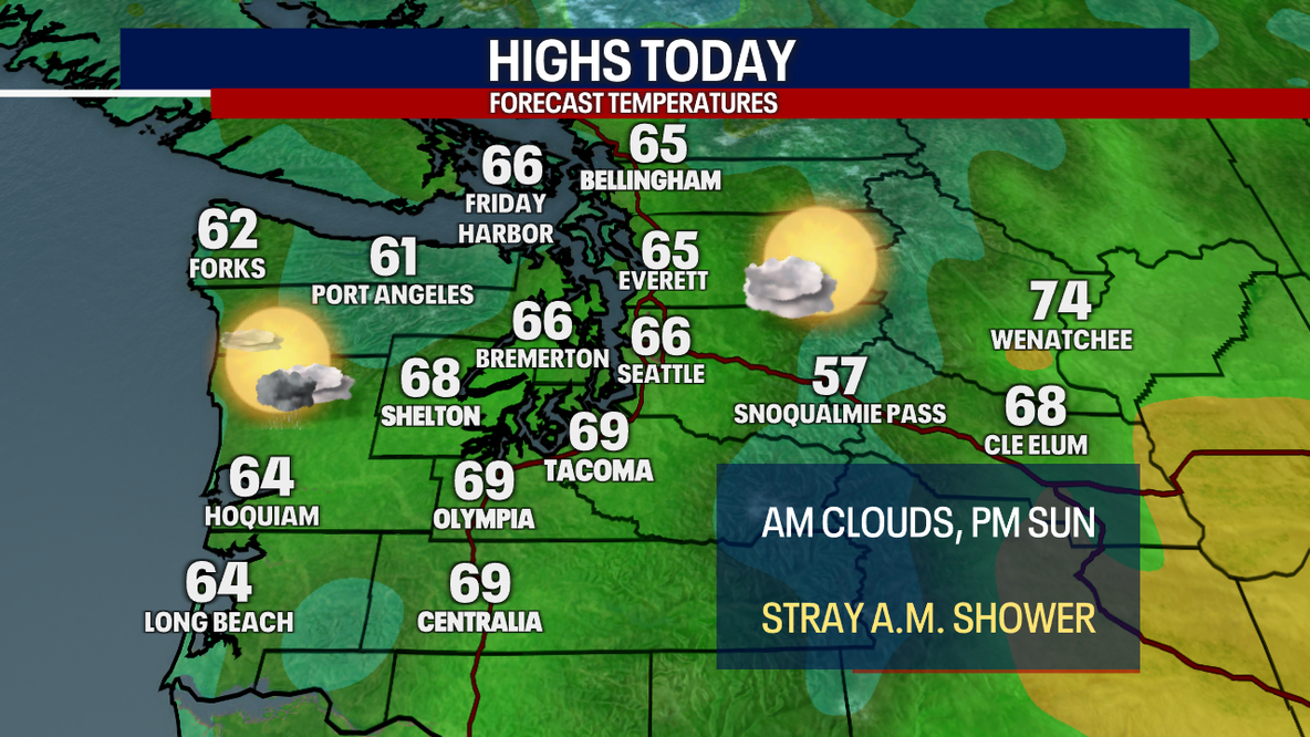 Seattle weather: Morning clouds, patchy drizzle and afternoon sunbreaks Wednesday