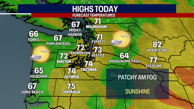 Seattle Weather: Morning low clouds to sunshine, nice Friday afternoon