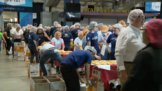 9/11 Day of Remembrance and Service: Volunteers pack hundreds of thousands meals in Seattle