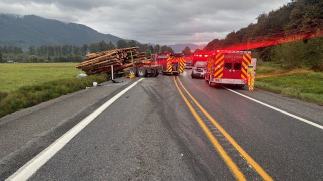 Deadly crash involving log truck causes delays on SR 530