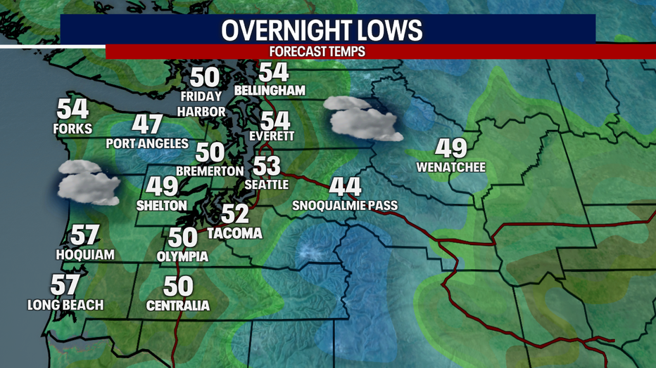 Overnight lows around the region. 