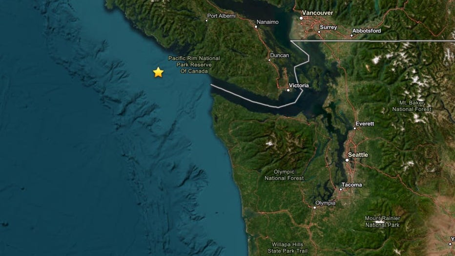 Earthquake near Vancouver Island British Columbia near Washington State